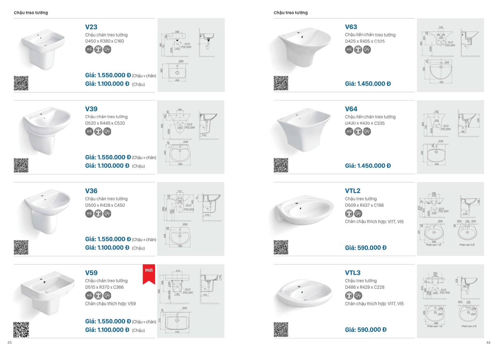 Catalogue và Bảng giá Thiết bị vệ sinh VIGLACERA mới nhất 2025 /Page 22